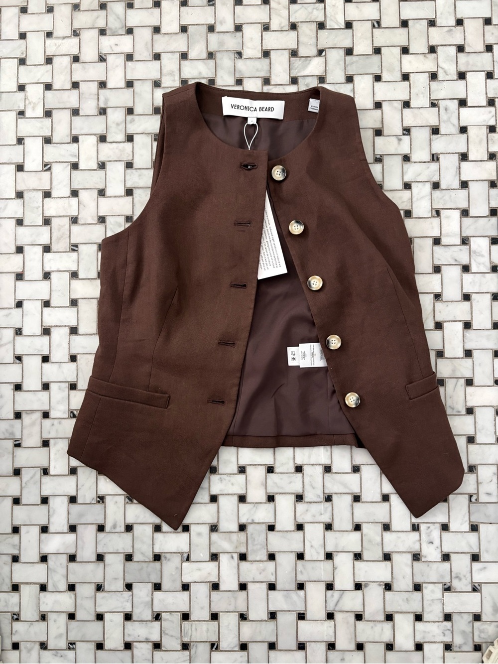 Veronica Beard Chocolate Brown Tailored Vest